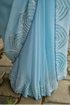 Sky Blue Colour Faux Georgette Handwork Sarees Best Wholesale Shop In Surat